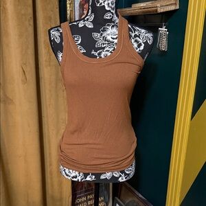 American Eagle Outfitters Tan Ribbed Tank Top